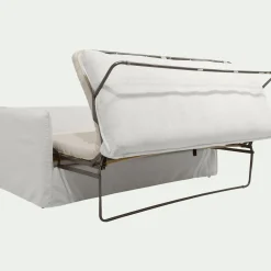 Canapé 3 places convertible en tissu wind - blanc écru