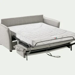 Canapé 4 places convertible en tissu Sogno avec matelas densité 35kg/m3 - gris borie