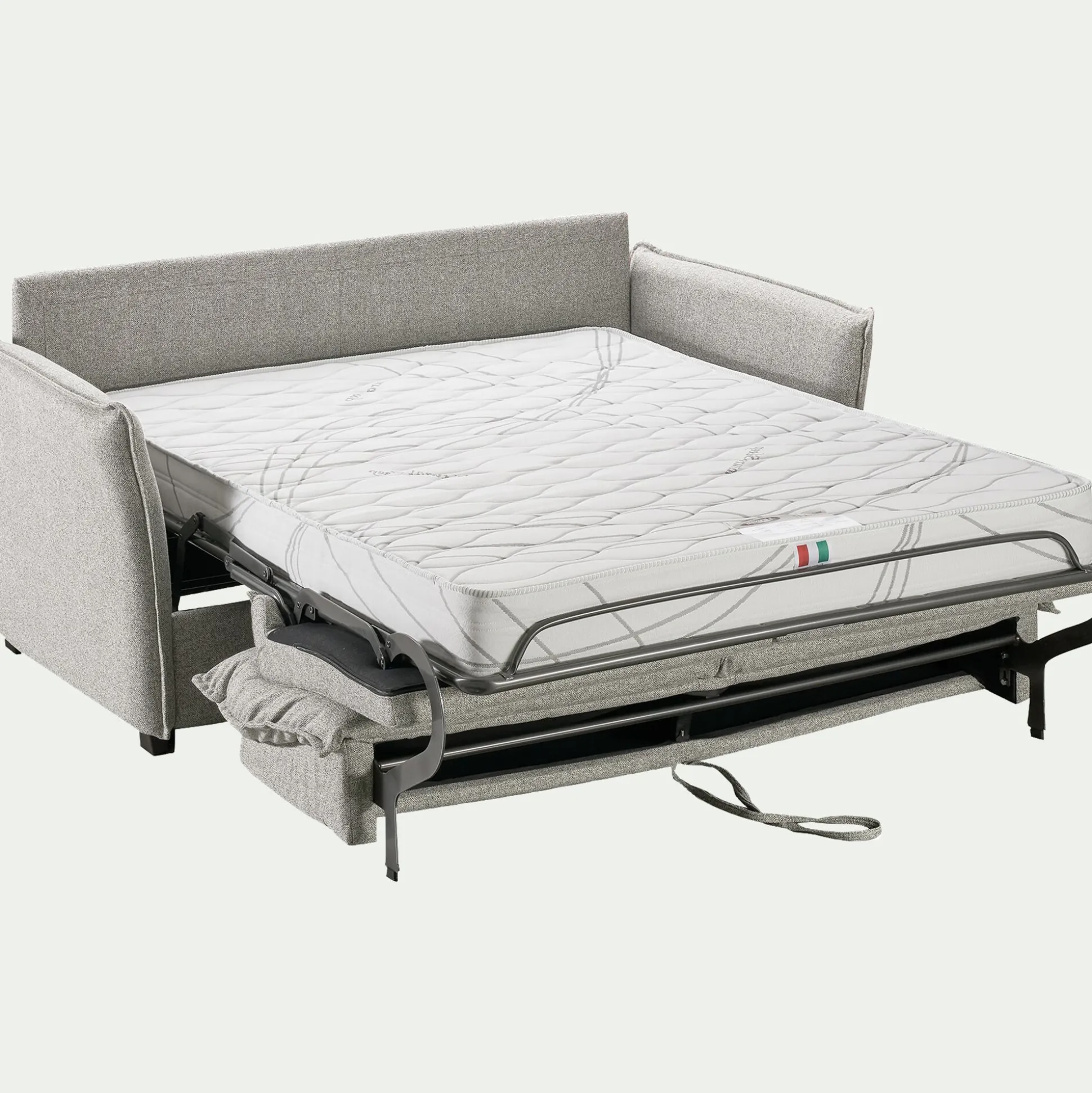 Canapé 4 places convertible en tissu Sogno avec matelas densité 35kg/m3 - gris borie