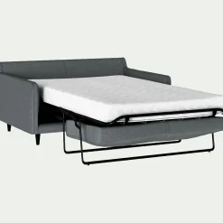 Canapé 2 places convertible tissu mixte - gris ardoise