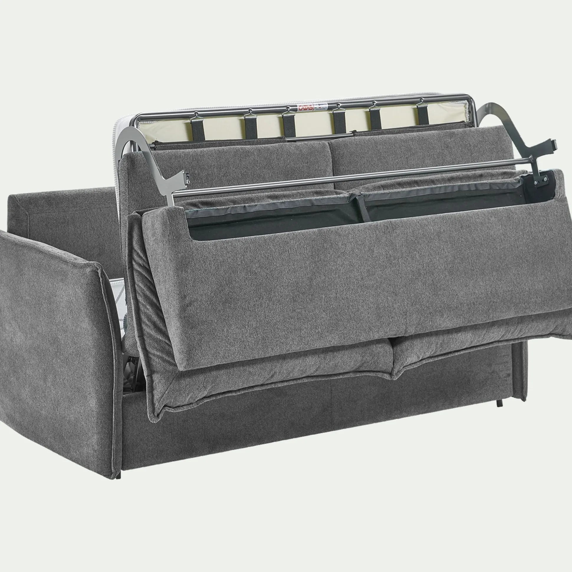 Canapé 3 places convertible en tissu avec matelas densité 35kg/m3 - gris restanque