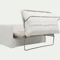 Canapé 2 places convertible en tissu wind - blanc écru