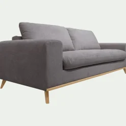 Canapé 4 places convertible en tissu Crown - gris restanque