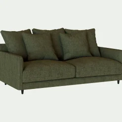 Canapé 3 places droit convertible matelas Bultex tissu joint - vert cedre