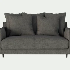 Canapé 2 places droit convertible matelas Bultex en tissu joint - gris restanque