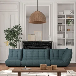 Canapé 3 places en tissu bouclette - bleu