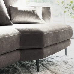 Canapé 5 places fixe droit en tissu cannes - marron