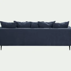 Canapé 5 places fixe droit en tissu cannes - bleu autan