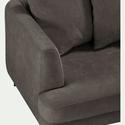 Canapé 3 places fixe droit en tissu cannes - marron