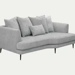 Canapé 3 places fixe droit en tissu cannes - gris