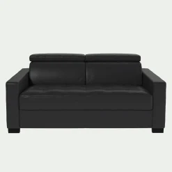 Canapé 2 places fixe en cuir avec accoudoirs 15cm - brun terre d'ombre