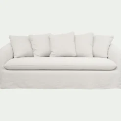 Canapé 3 places fixe en lin - blanc