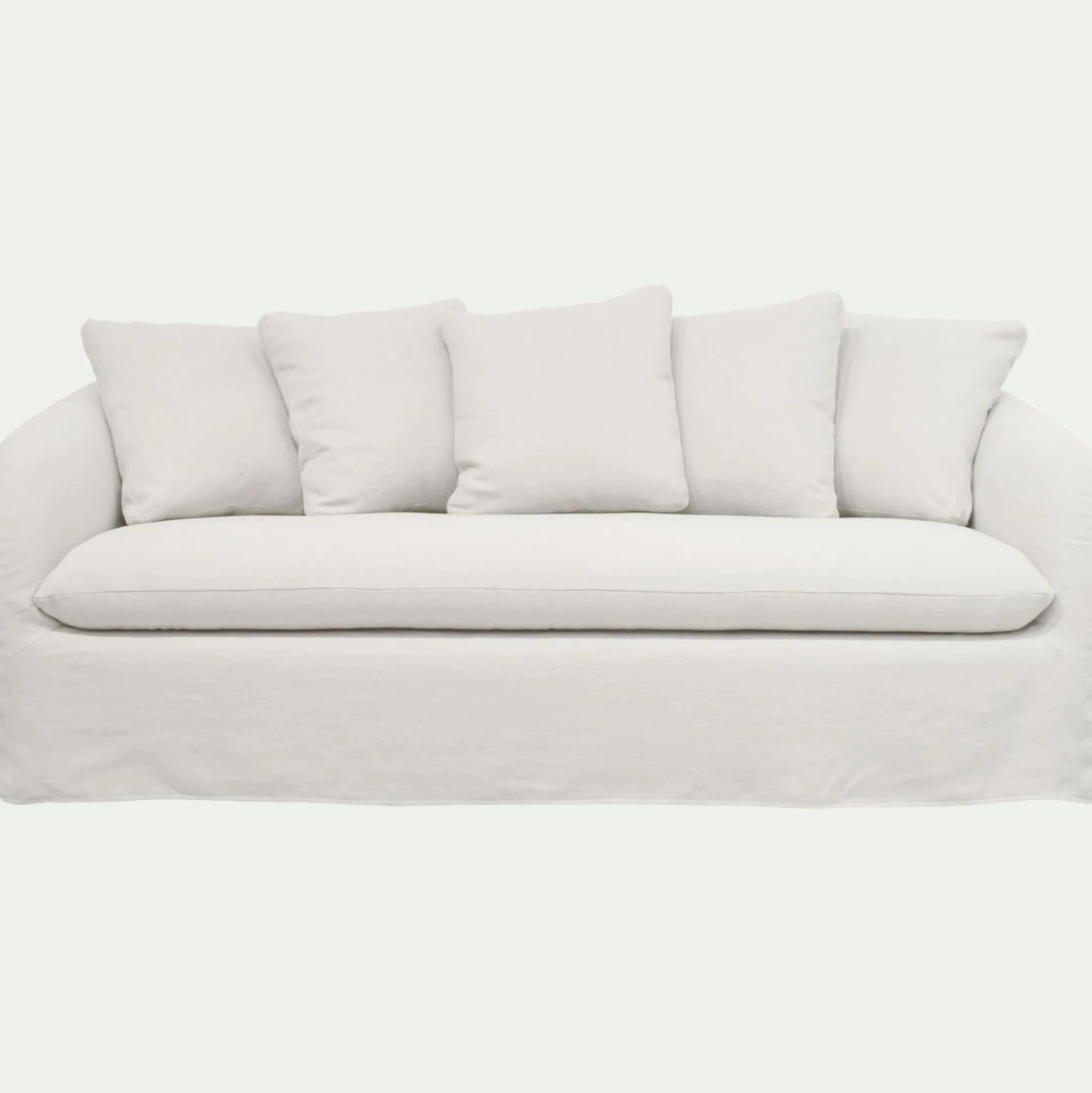 Canapé 3 places fixe en lin - blanc