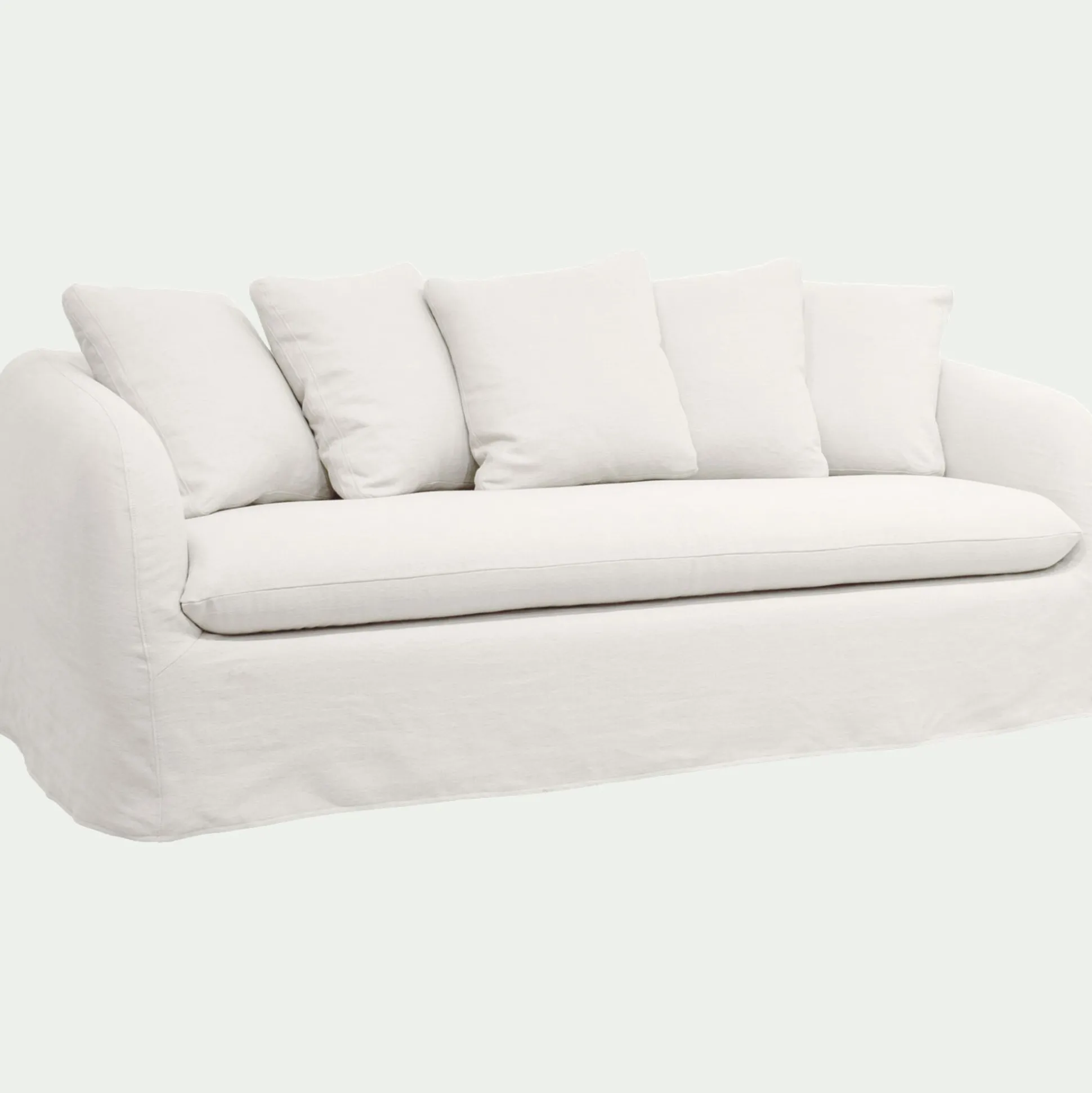 Canapé 3 places fixe en lin - blanc