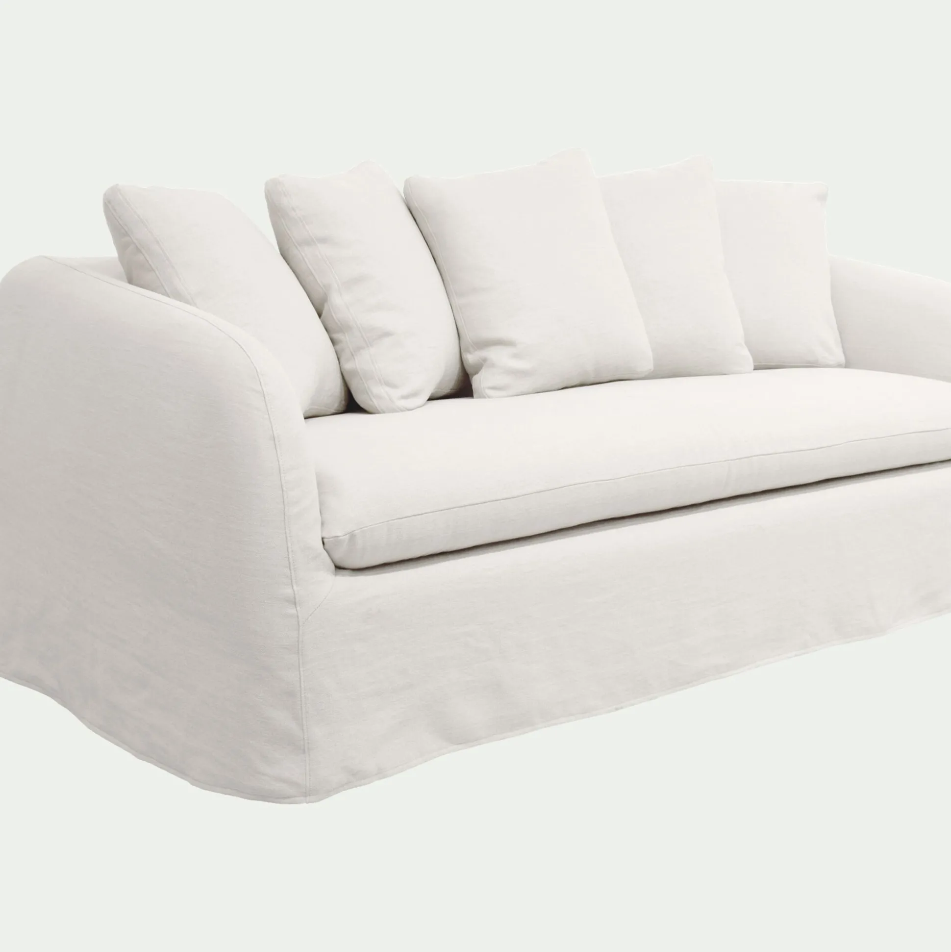 Canapé 3 places fixe en lin - blanc