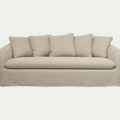 Canapé 4 places fixe en lin - beige alpilles