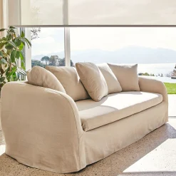 Canapé 4 places fixe en lin - beige alpilles