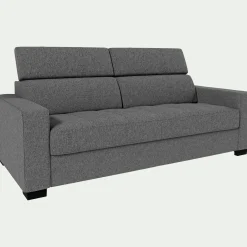 Canapé 3 places fixe en pop avec accoudoirs 20cm - gris