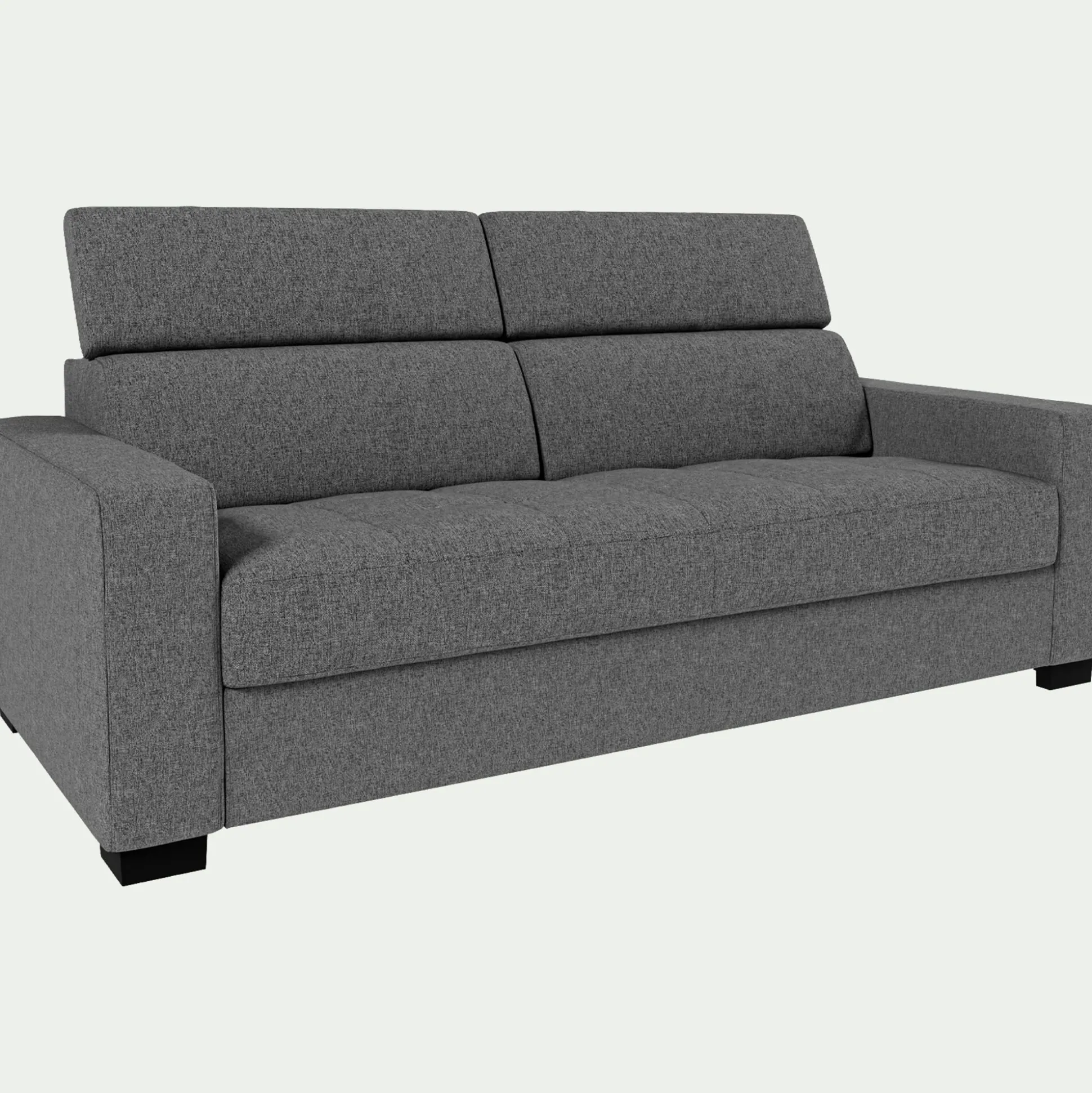 Canapé 3 places fixe en pop avec accoudoirs 20cm - gris