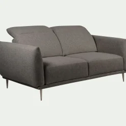 Canapé 2 places fixe en tissu avec fonction avance-recul - gris restanque