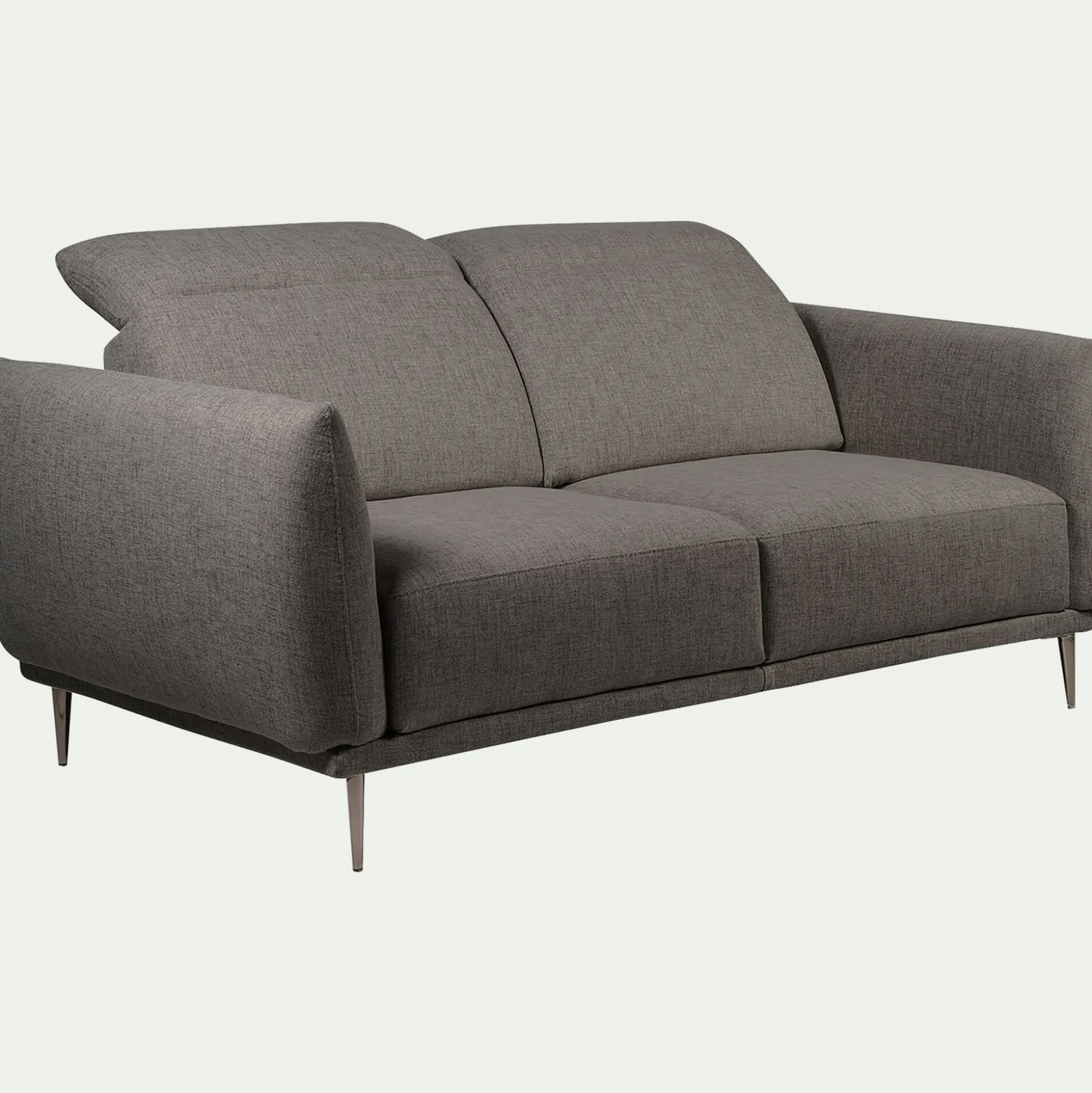 Canapé 2 places fixe en tissu avec fonction avance-recul - gris restanque