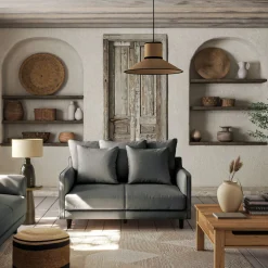 Canapé 2 places fixe en tissu joint - gris restanque