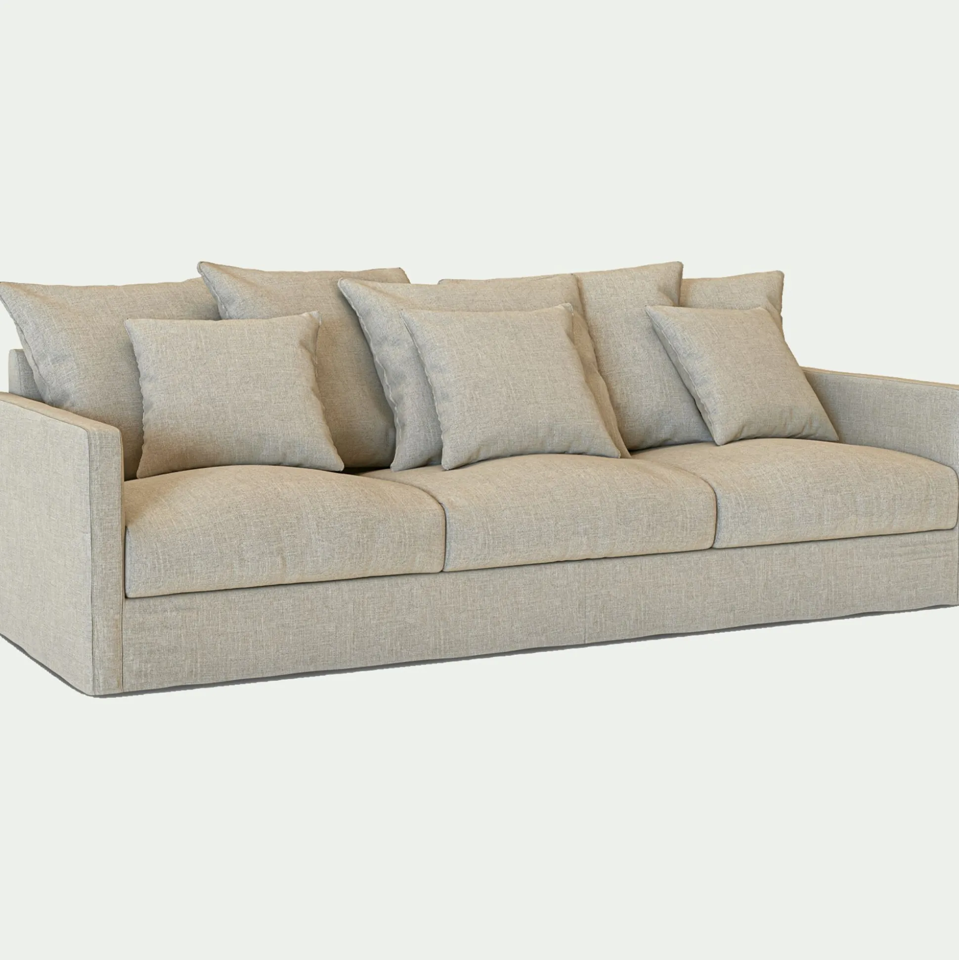 Canapé 5 places fixe en tissu - beige alpilles