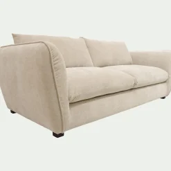 Canapé 4 places fixe en tissu Nature - blanc écru