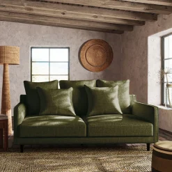 Canapé 3 places fixe en tissu joint - vert cèdre