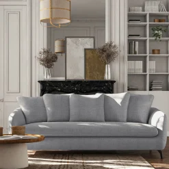 Canapé 4 places fixe en tissu tramé - gris ardoise