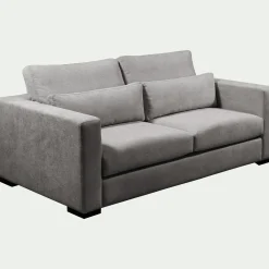 Canapé 3 places fixe en tissu Bloq - gris clair