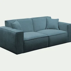 Canapé 3 places fixe en tissu genesis - bleu