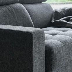 Canapé 2 places fixe en tissu pop avec accoudoirs 20cm - gris anthracite