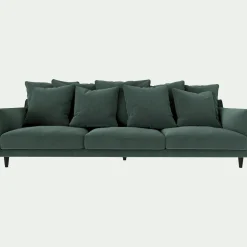 Canapé 6 places fixe en tissu velvet - vert sauge