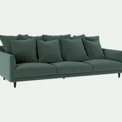Canapé 6 places fixe en tissu velvet - vert sauge