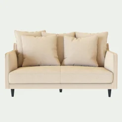 Canapé 2 places fixe en tissu joint - beige roucas