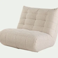 Canapé 2 places fixe en tissu bouclette - blanc écru