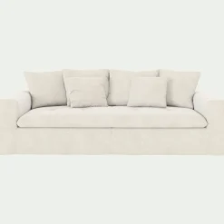 Canapé 4 places fixe en tissu doux tramé - blanc ventoux