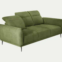 Canapé 4 places fixe en tissu memphis avec fonction avance-recul -vert cèdre