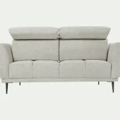 Canapé 2 places fixe en tissu memphis avec fonction avance-recul - beige roucas