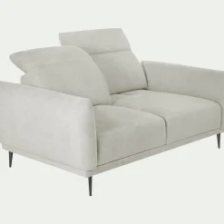 Canapé 2 places fixe en tissu memphis avec fonction avance-recul - beige roucas