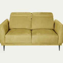 Canapé 2 places fixe en tissu memphis avec fonction avance-recul - jaune argan