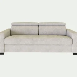 Canapé 3 places fixe en tissu monclar avec accoudoirs 20cm - beige roucas