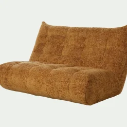 Canapé 3 places fixe en tissu chenille - jaune argan