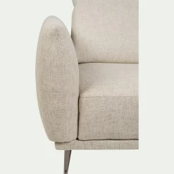 Canapé 2 places fixe en tissu avec fonction avance-recul - beige roucas