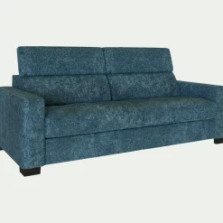 Canapé 3 places fixe en tissu Genesis avec accoudoirs 20cm - bleu figuerolles