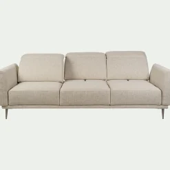 Canapé 4 places fixe en tissu avec fonction avance-recul - beige roucas