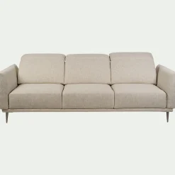 Canapé 4 places fixe en tissu avec fonction avance-recul - beige roucas