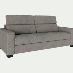 Canapé 3 places fixe en tissu monclar avec accoudoirs 20cm - taupe