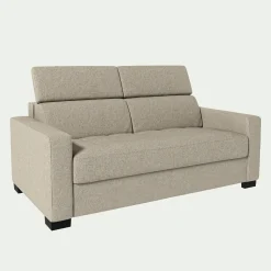 Canapé 2 places fixe en tissu pop avec accoudoirs 15cm - beige